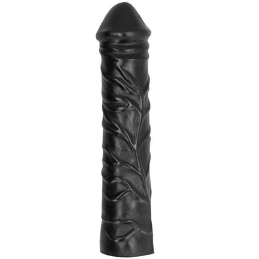 Dildo realistico nero con venature e strappo, 31 cm, sicuro e versatile